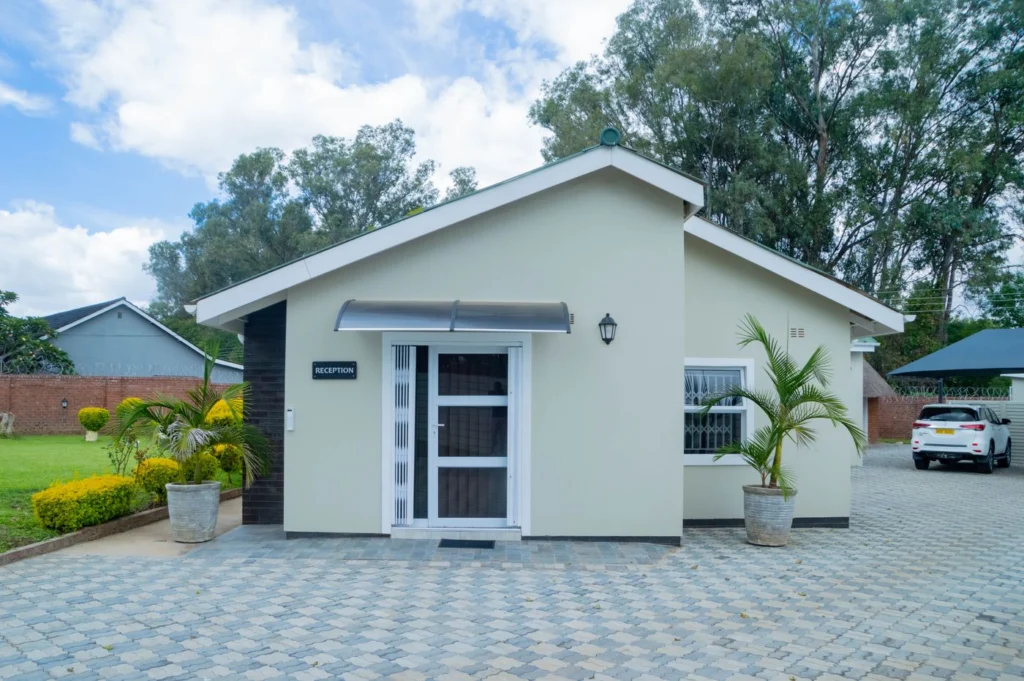 Front entrance of Mpofu Law Chambers with client parking